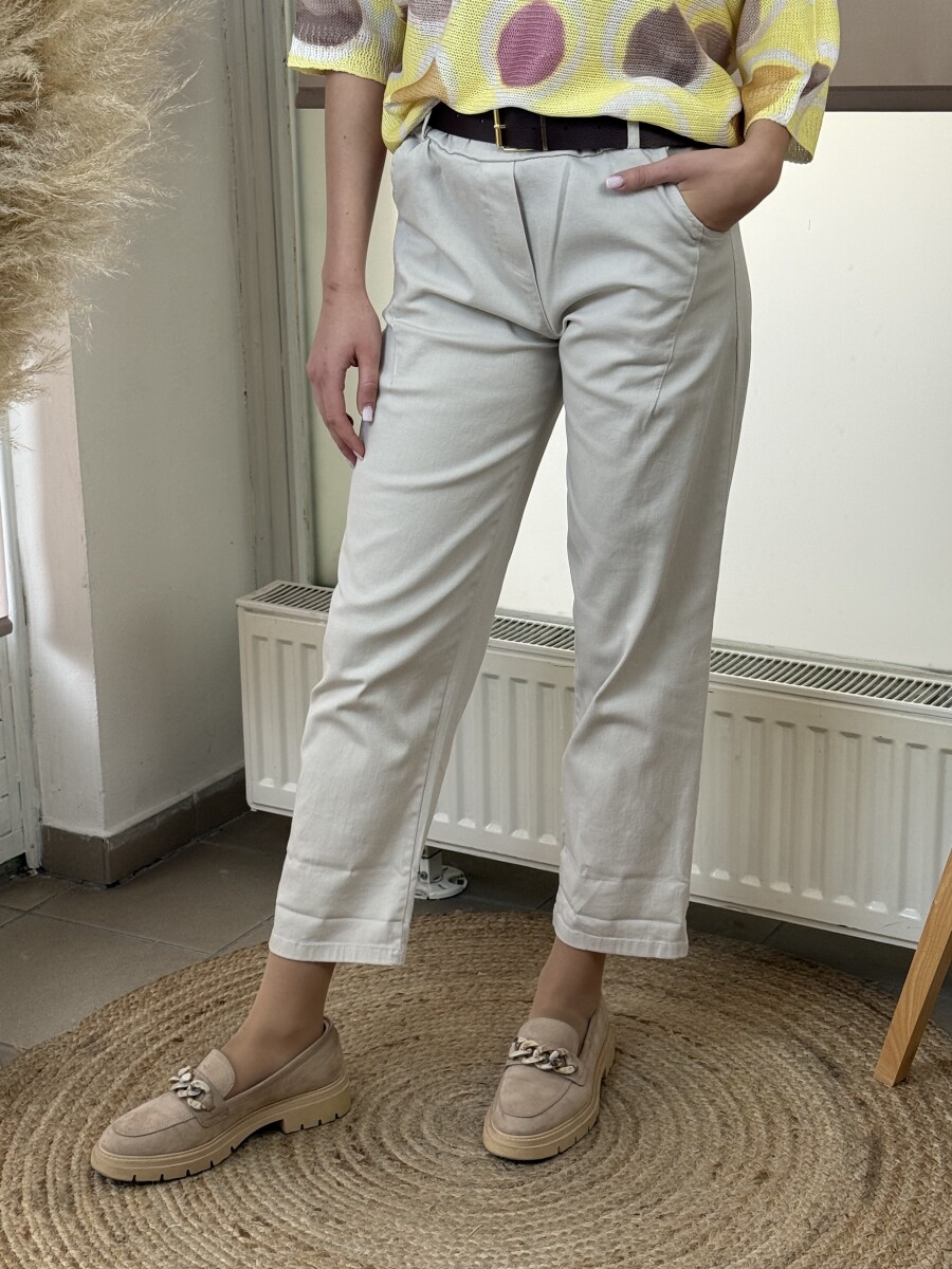 Bőszárú pamutvászon nadrág - bézs - Kép 12