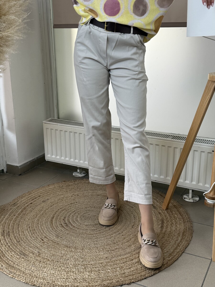 Bőszárú pamutvászon nadrág - bézs - Kép 4