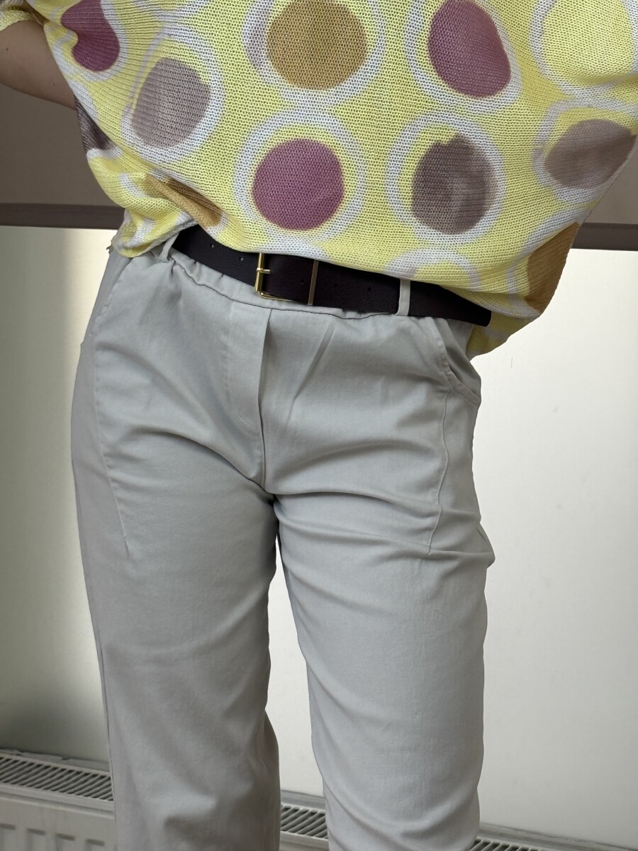 Bőszárú pamutvászon nadrág - bézs - Kép 6