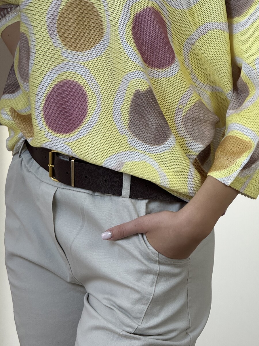 Bőszárú pamutvászon nadrág - bézs - Kép 5