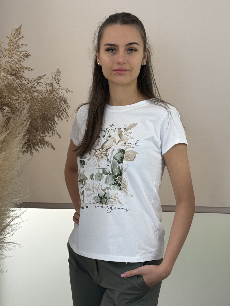 Mintás póló - fehér-khaki - Kép 10