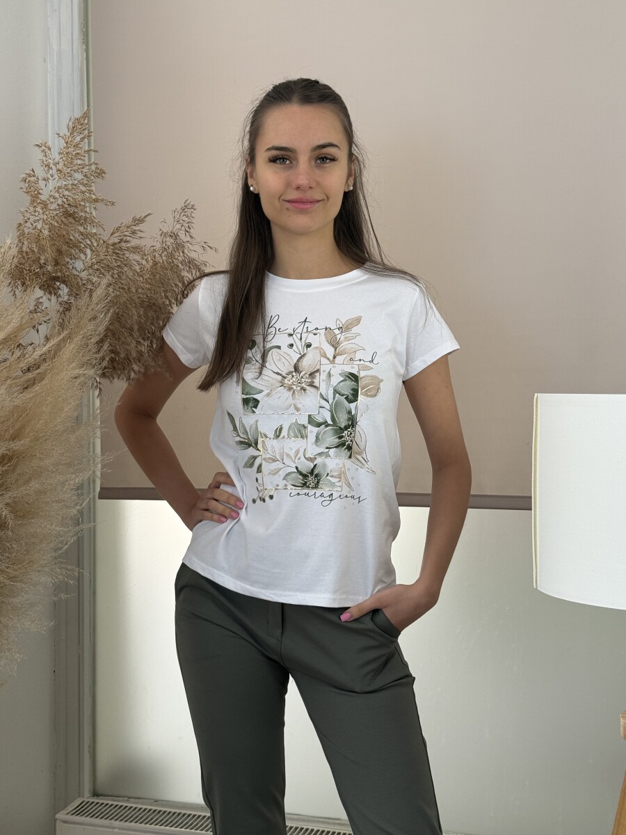 Mintás póló - fehér-khaki - Kép 6
