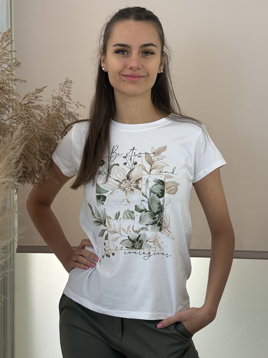 Mintás póló - fehér-khaki - Kép 7