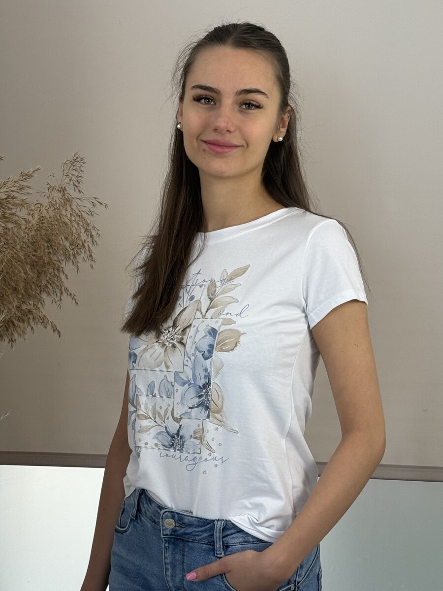 Mintás póló - fehér-világoskék - Kép 4