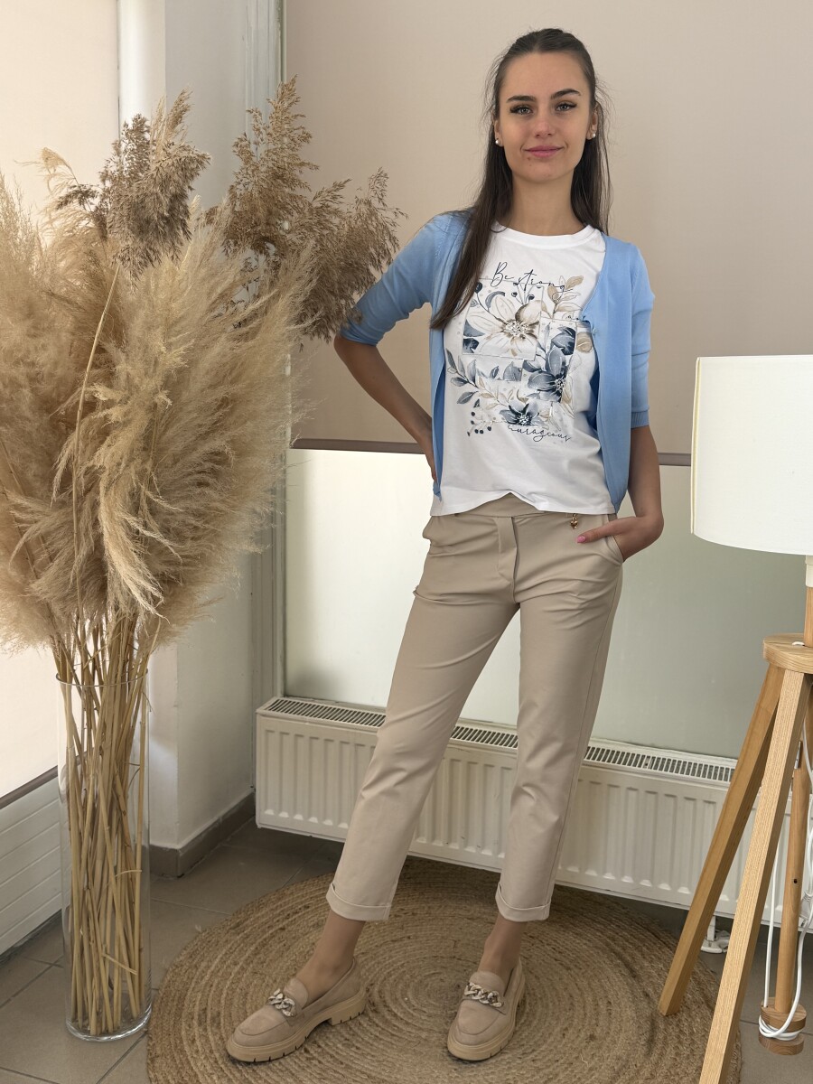 Mintás póló - fehér-sötétkék - Kép 5