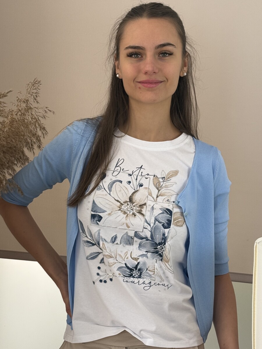 Mintás póló - fehér-sötétkék - Kép 6