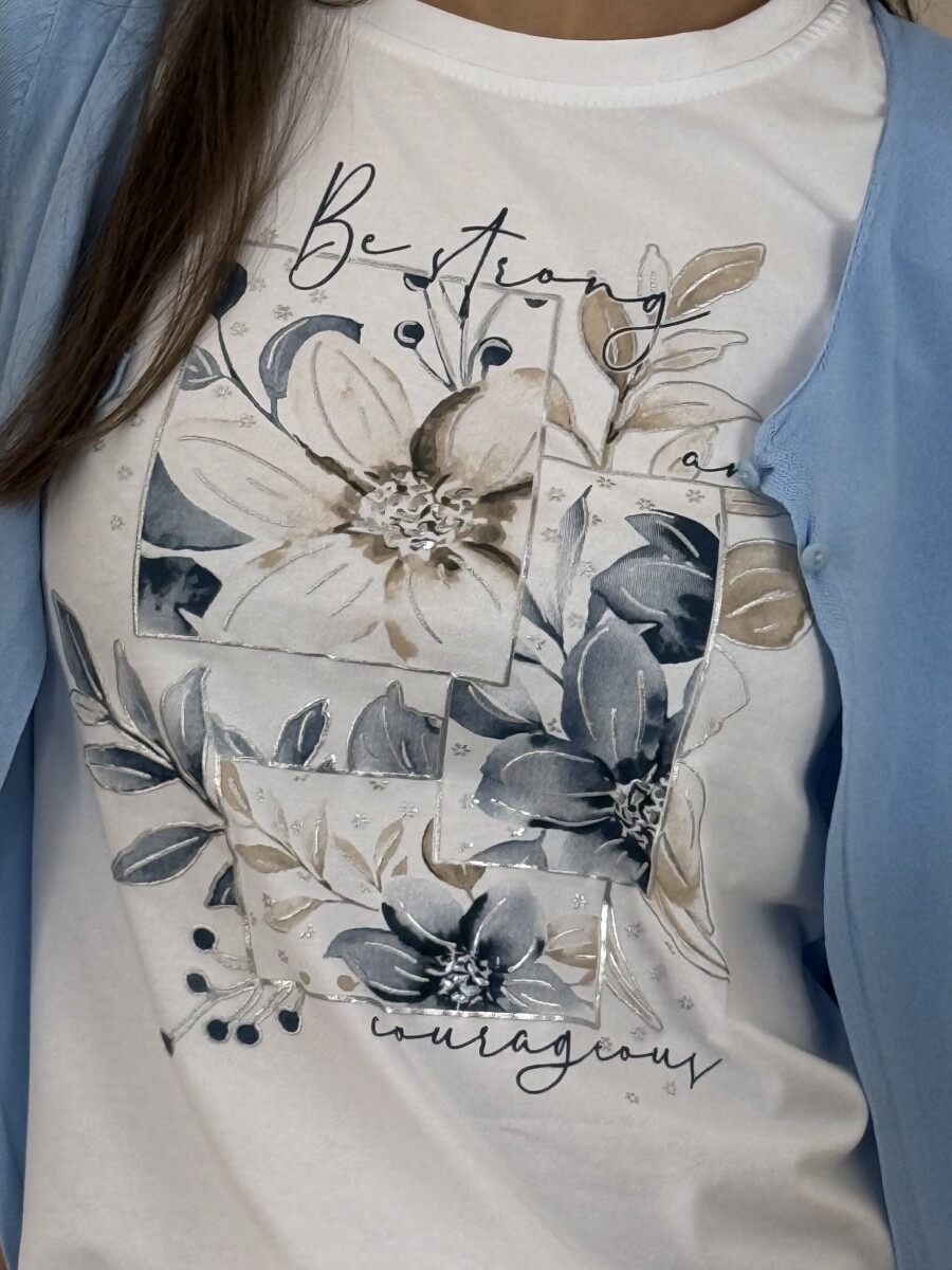 Mintás póló - fehér-sötétkék - Kép 10