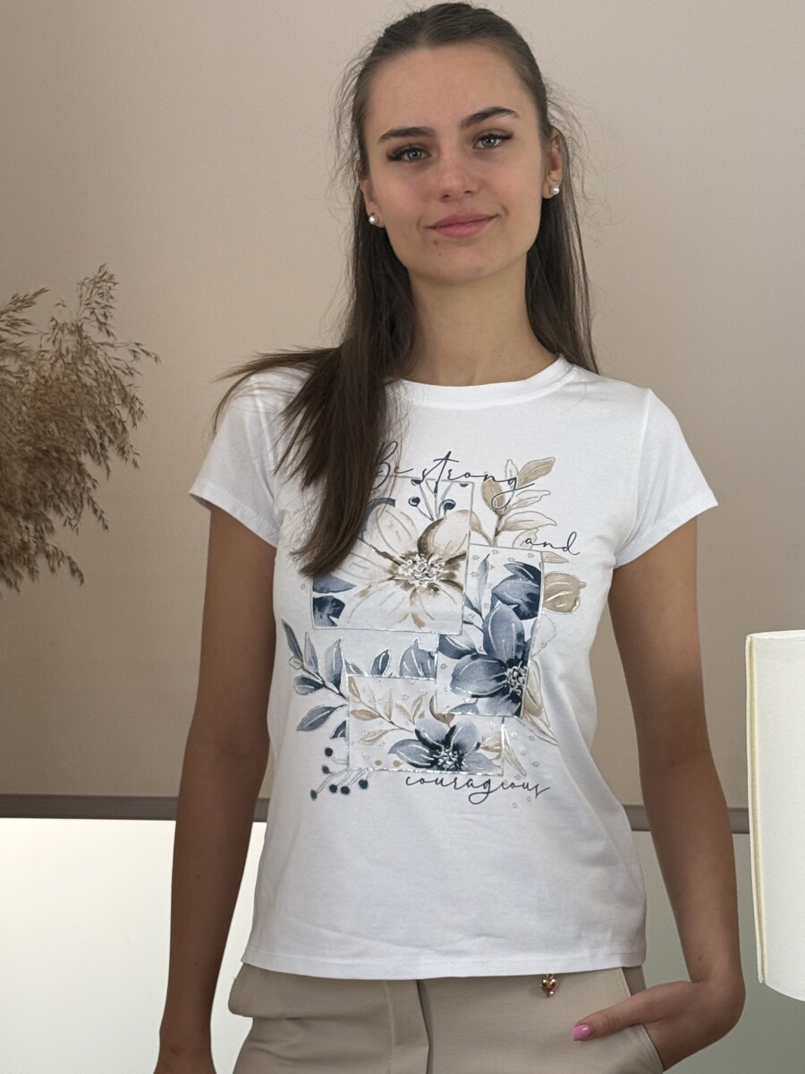 Mintás póló - fehér-sötétkék - Kép 15