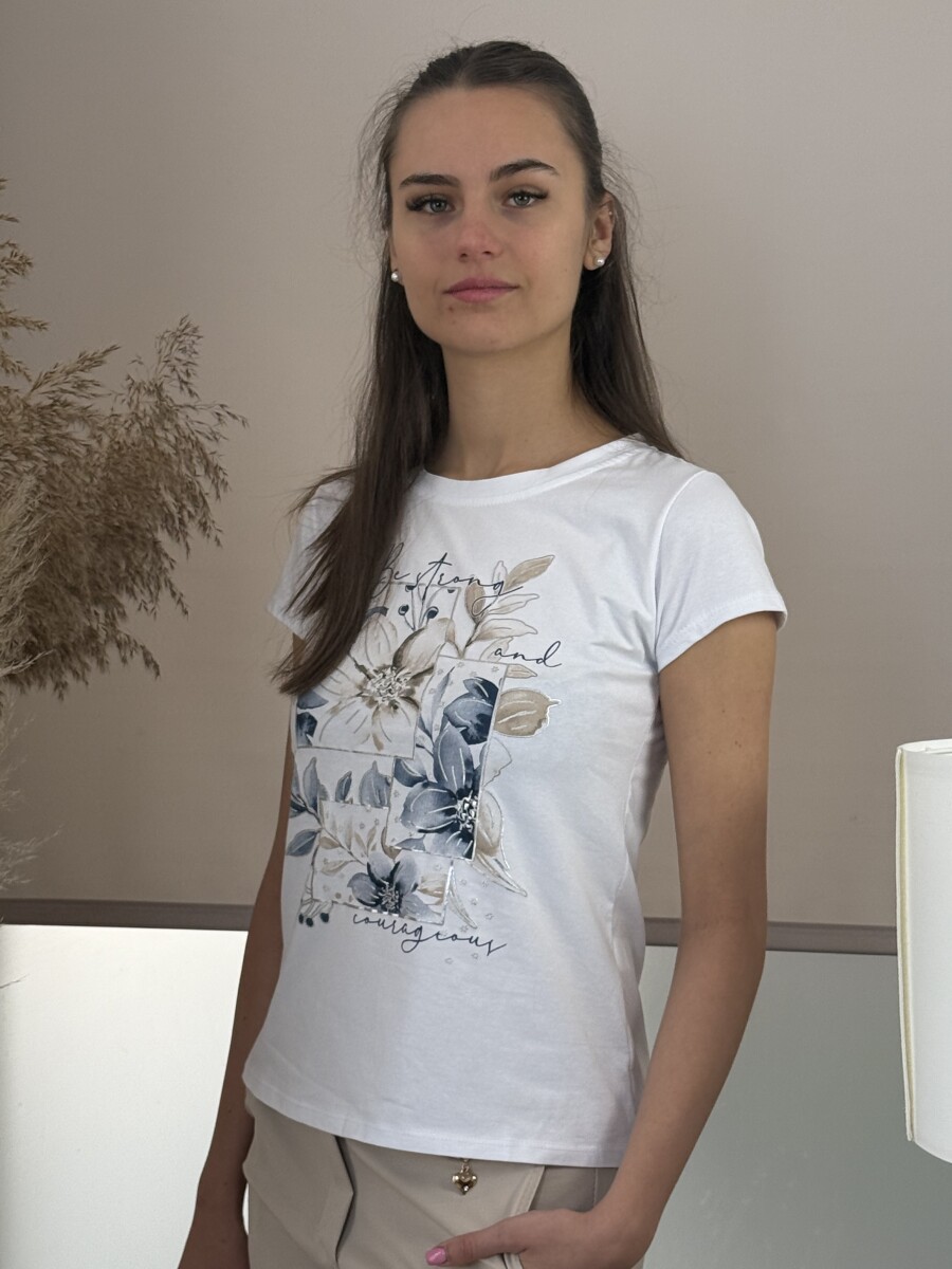 Mintás póló - fehér-sötétkék - Kép 4