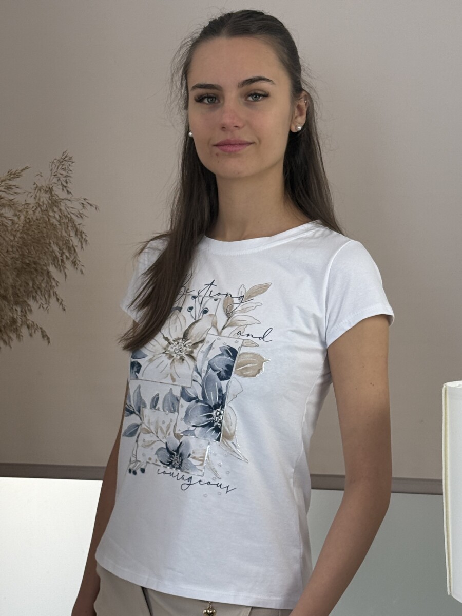 Mintás póló - fehér-sötétkék - Kép 7