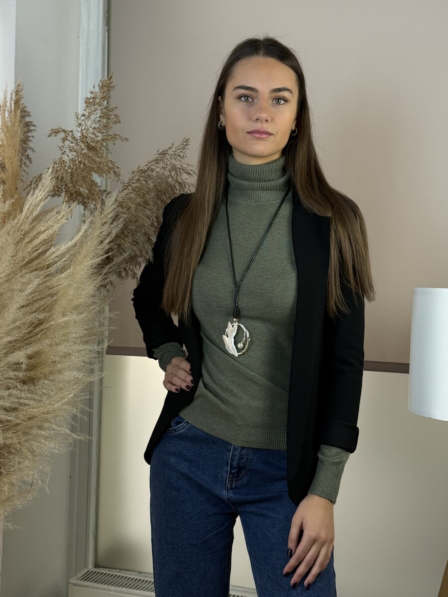 Sálgalléros hosszított zakó - fekete - Kép 3