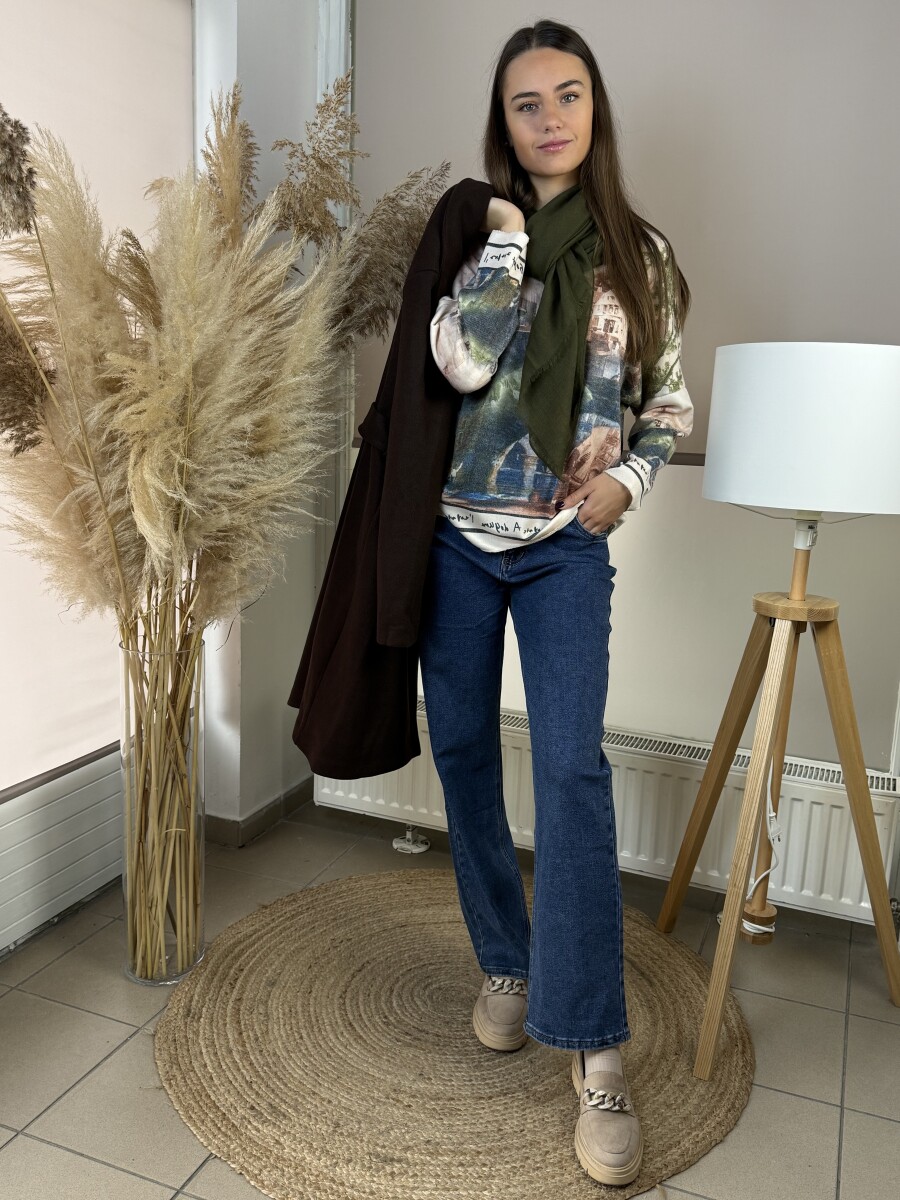 Őszi kendő - khaki - Kép 5