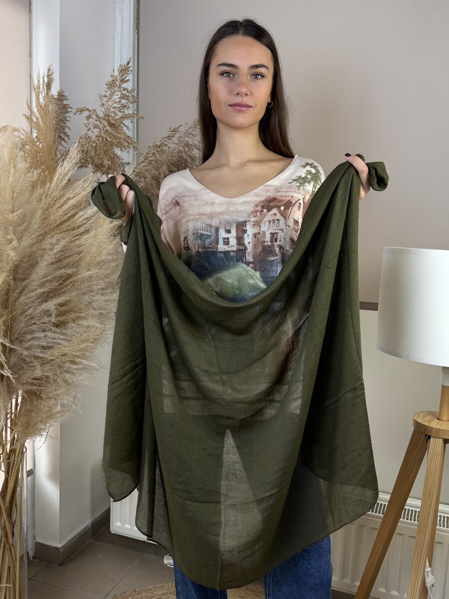 Őszi kendő - khaki - Kép 3