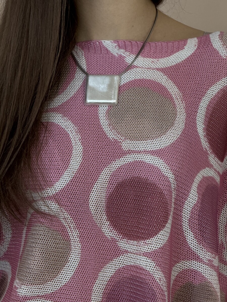 Karcolt négyzet medálos nyaklánc - ezüst - Kép 3