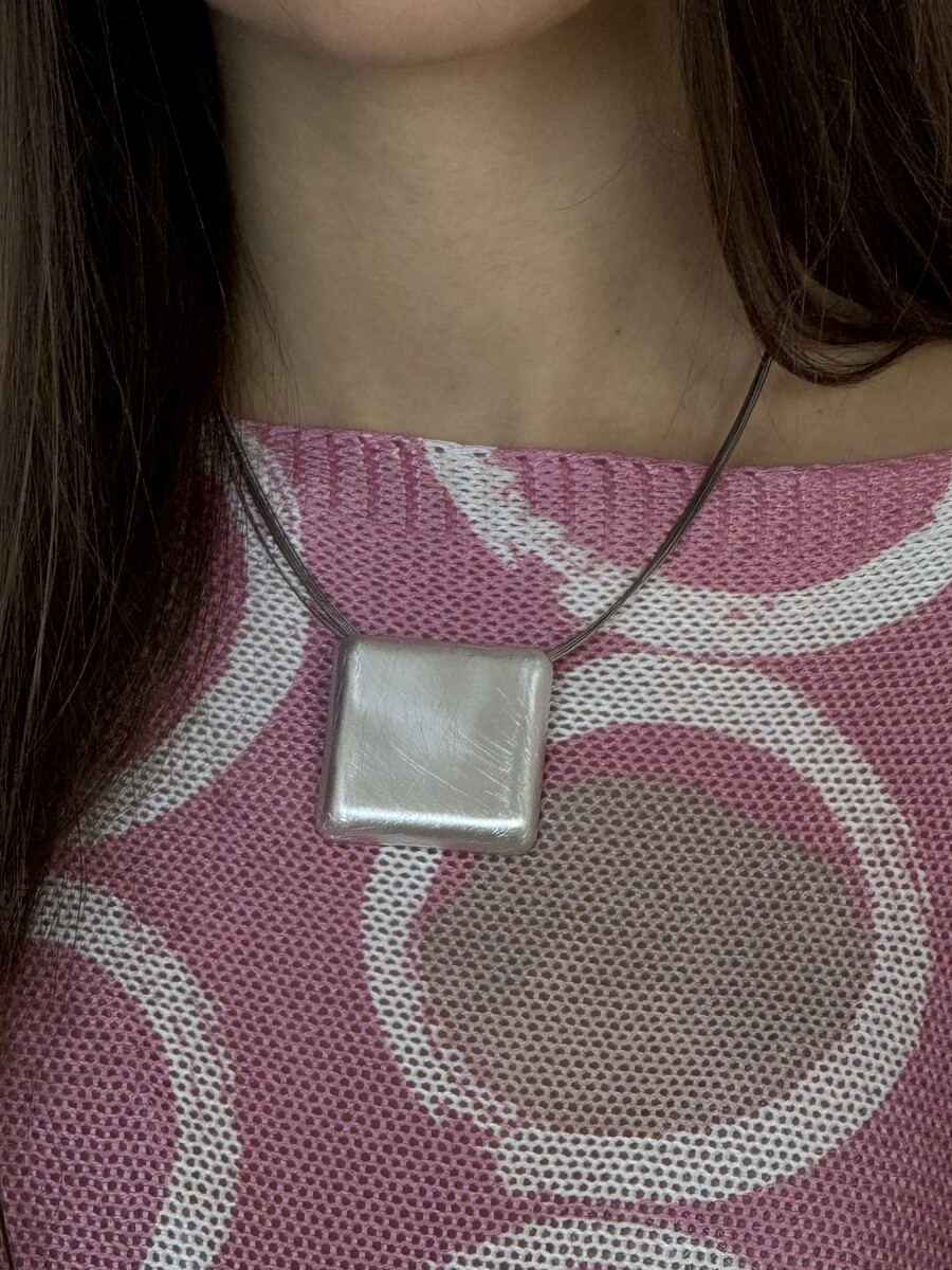 Karcolt négyzet medálos nyaklánc - ezüst - Kép 7