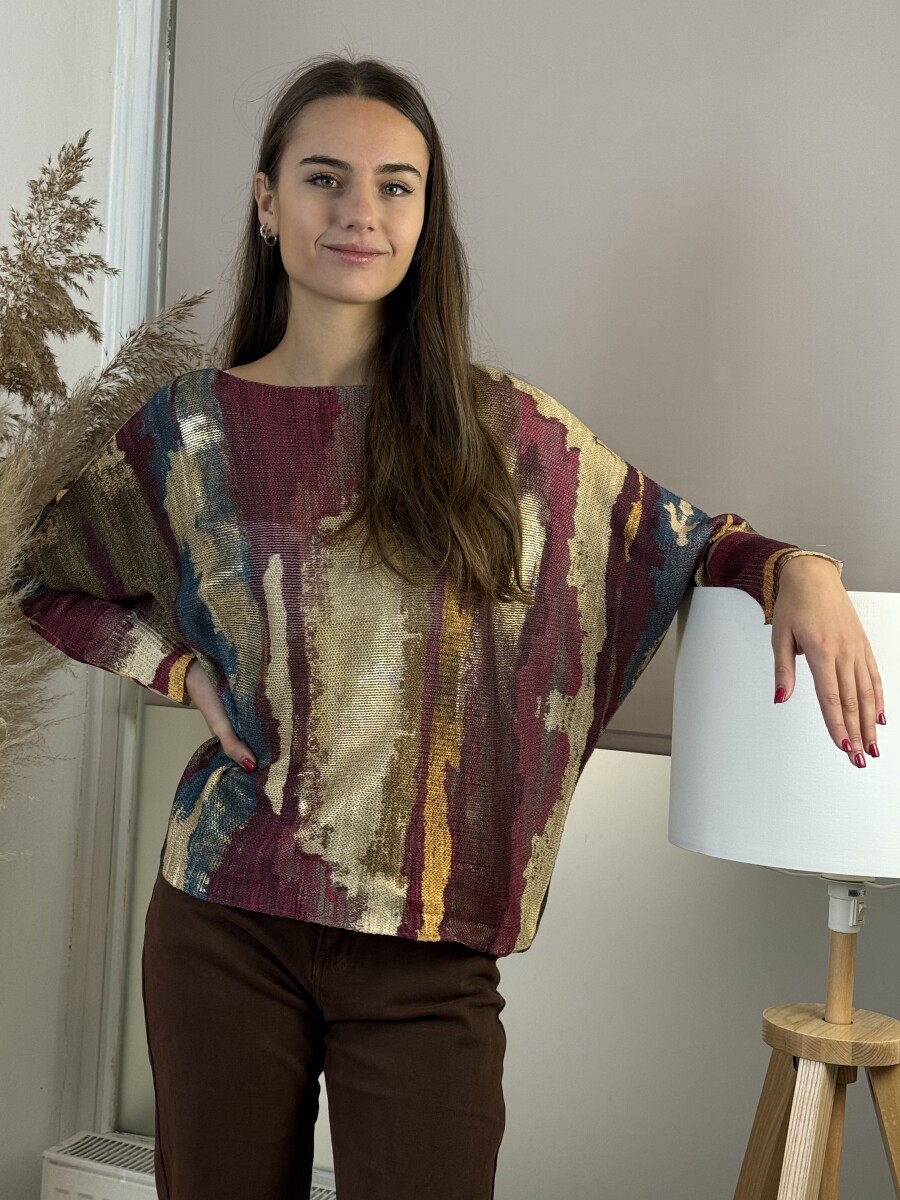 Denevérujjú horgolt pulóver