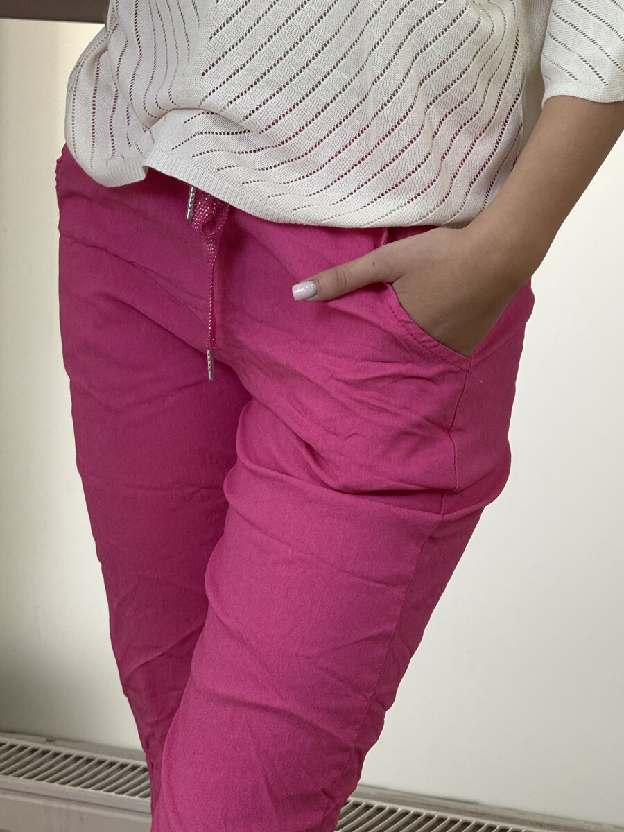 Kötős gyűrt hatású nadrág - sötétrózsaszín - Kép 11