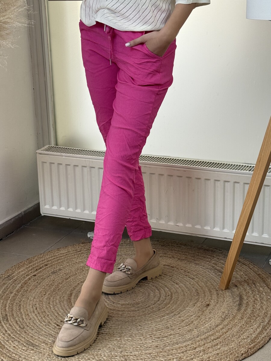 Kötős gyűrt hatású nadrág - sötétrózsaszín - Kép 14