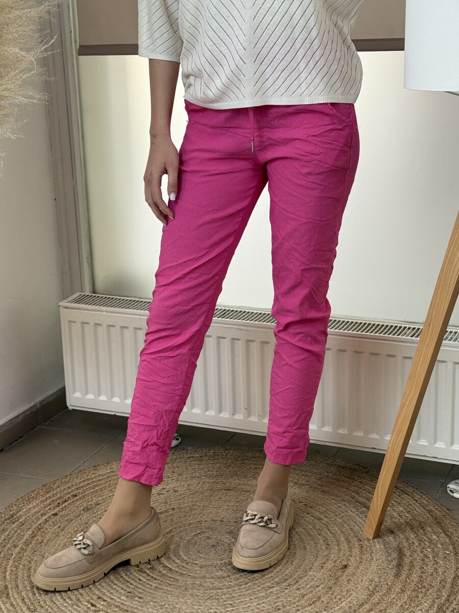 Kötős gyűrt hatású nadrág - sötétrózsaszín - Kép 12