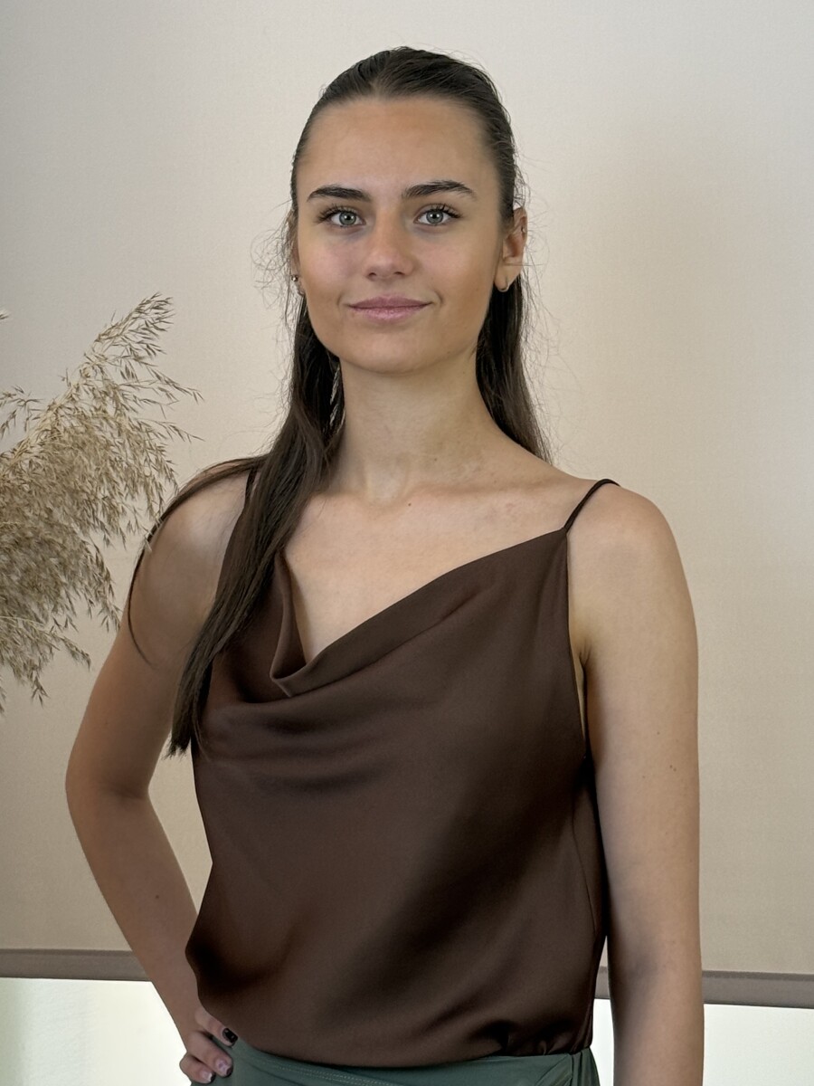 Szatén hatású top - barna - Kép 7