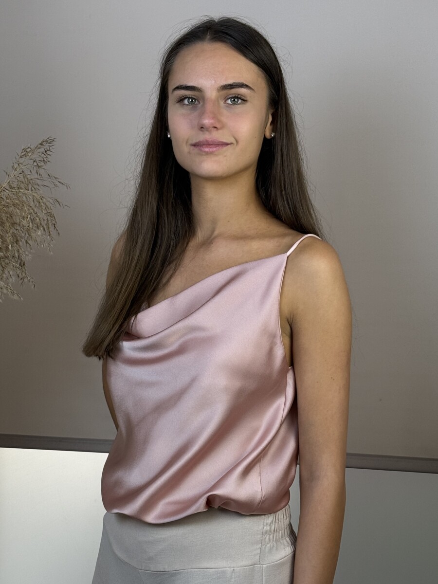Szatén hatású top - púder - Kép 15