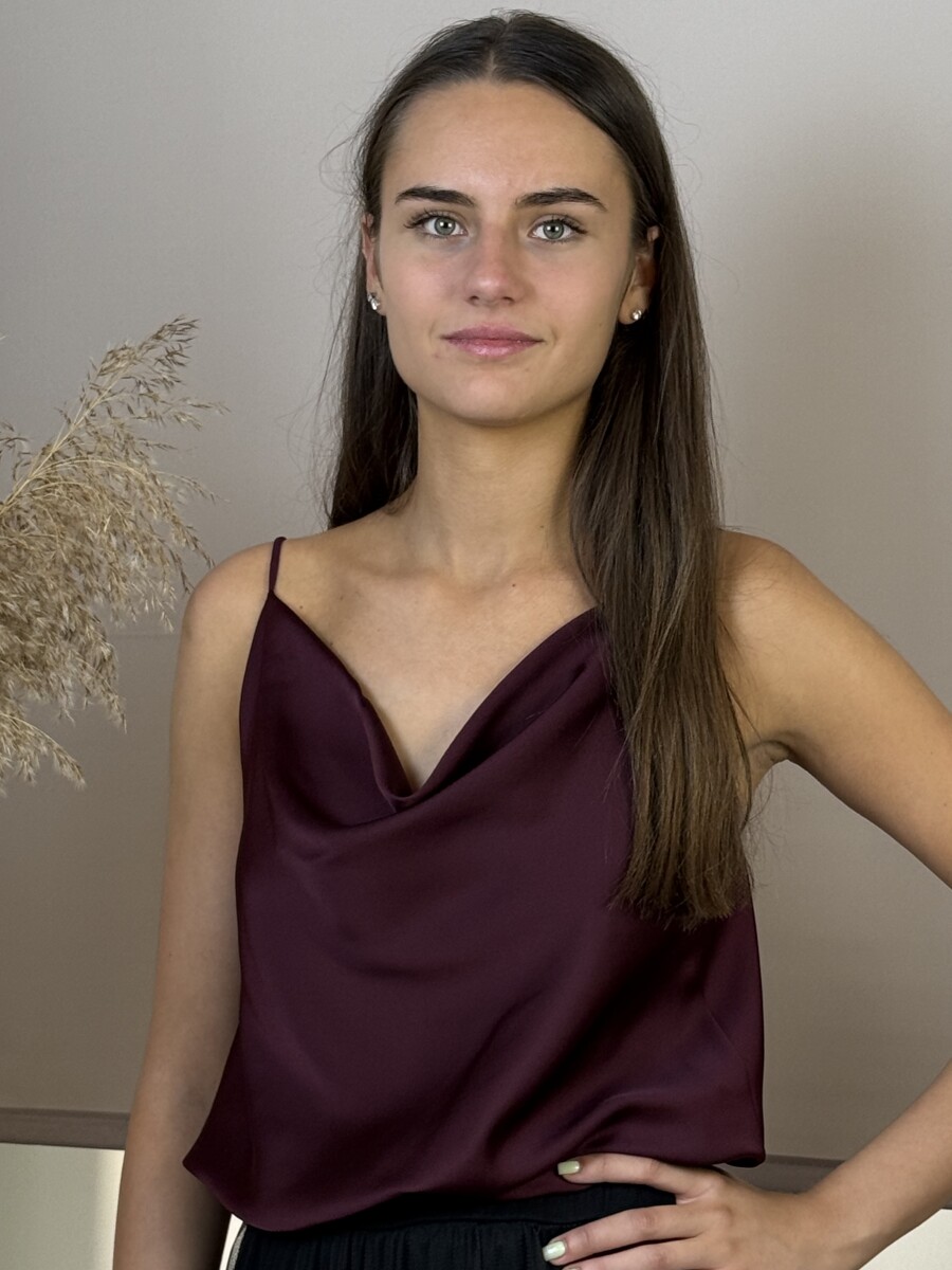 Szatén hatású top - bordó - Kép 5
