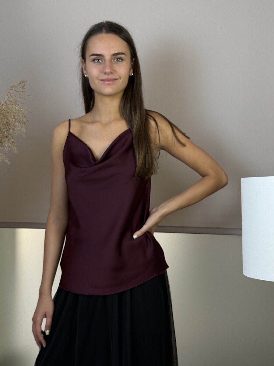 Szatén hatású top - bordó - Kép 2