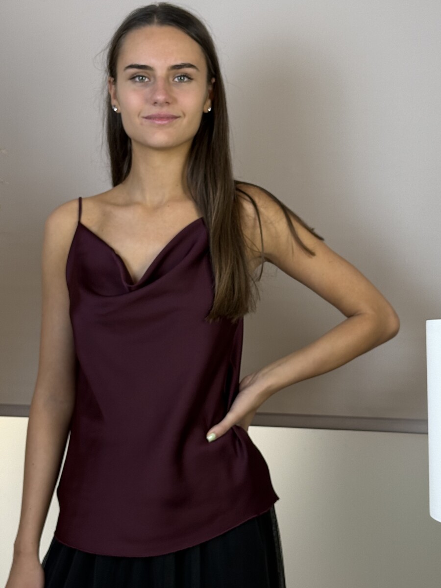 Szatén hatású top - bordó - Kép 6