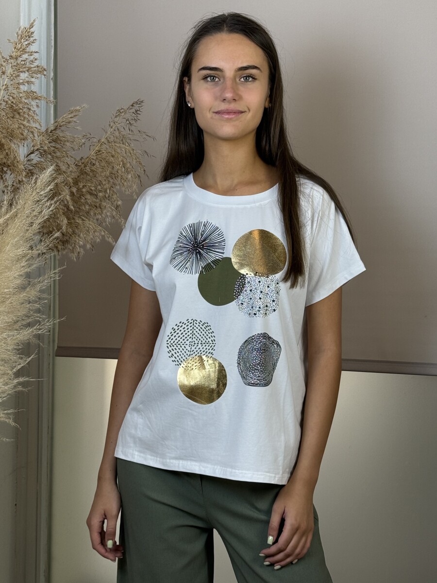 T ujjas mintás póló - fehér-khaki - Kép 2