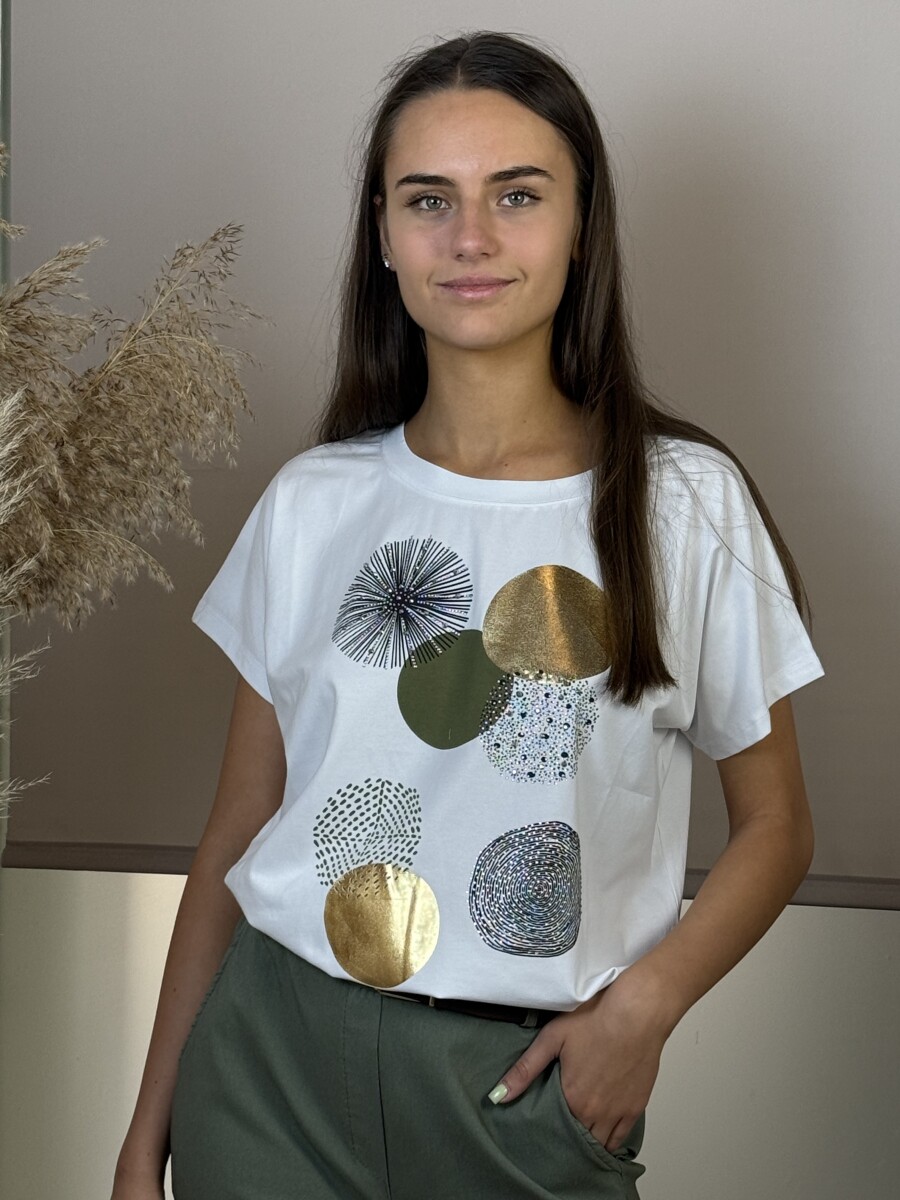 T ujjas mintás póló - fehér-khaki - Kép 5