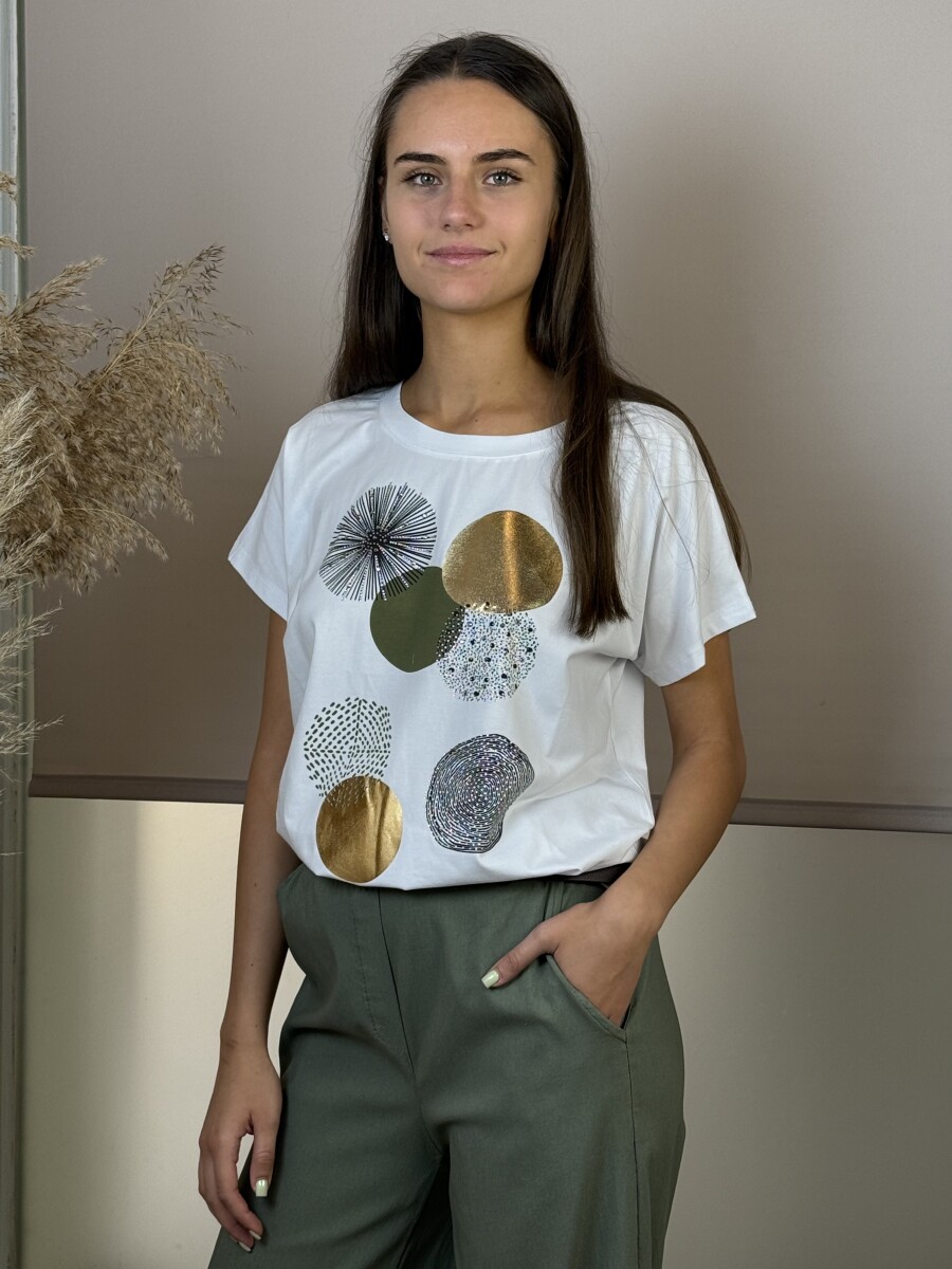 T ujjas mintás póló - fehér-khaki - Kép 7
