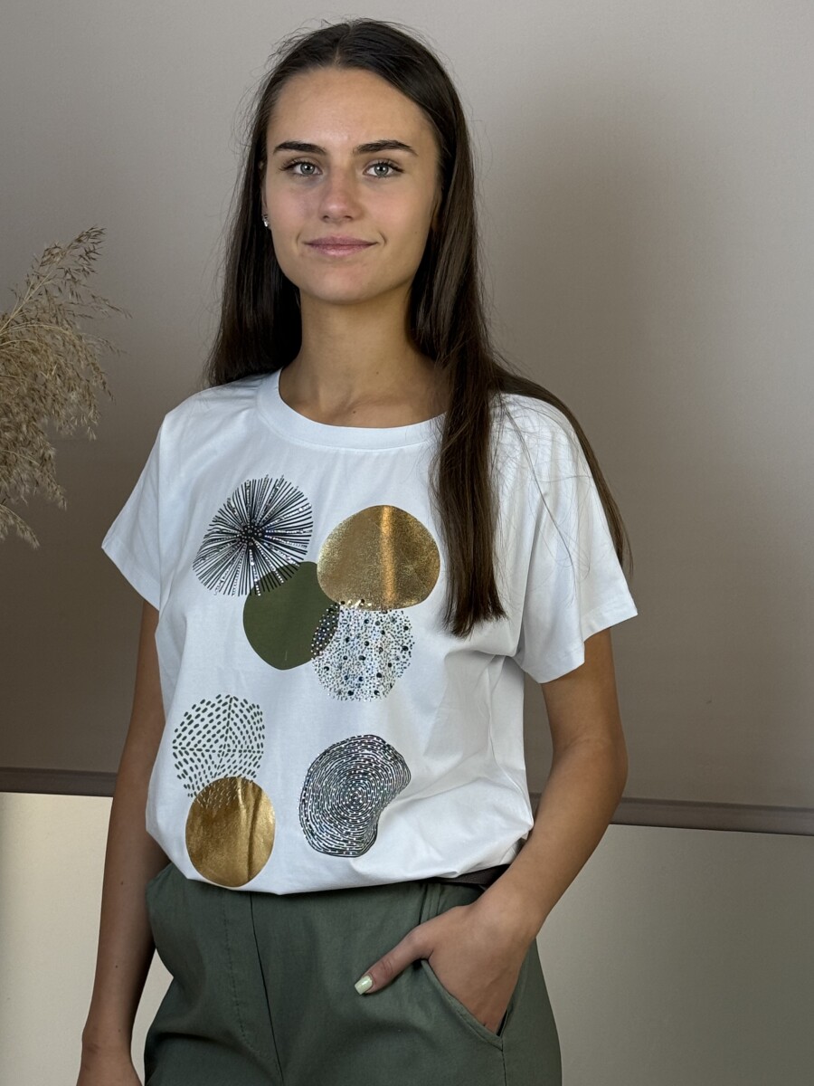T ujjas mintás póló - fehér-khaki - Kép 8
