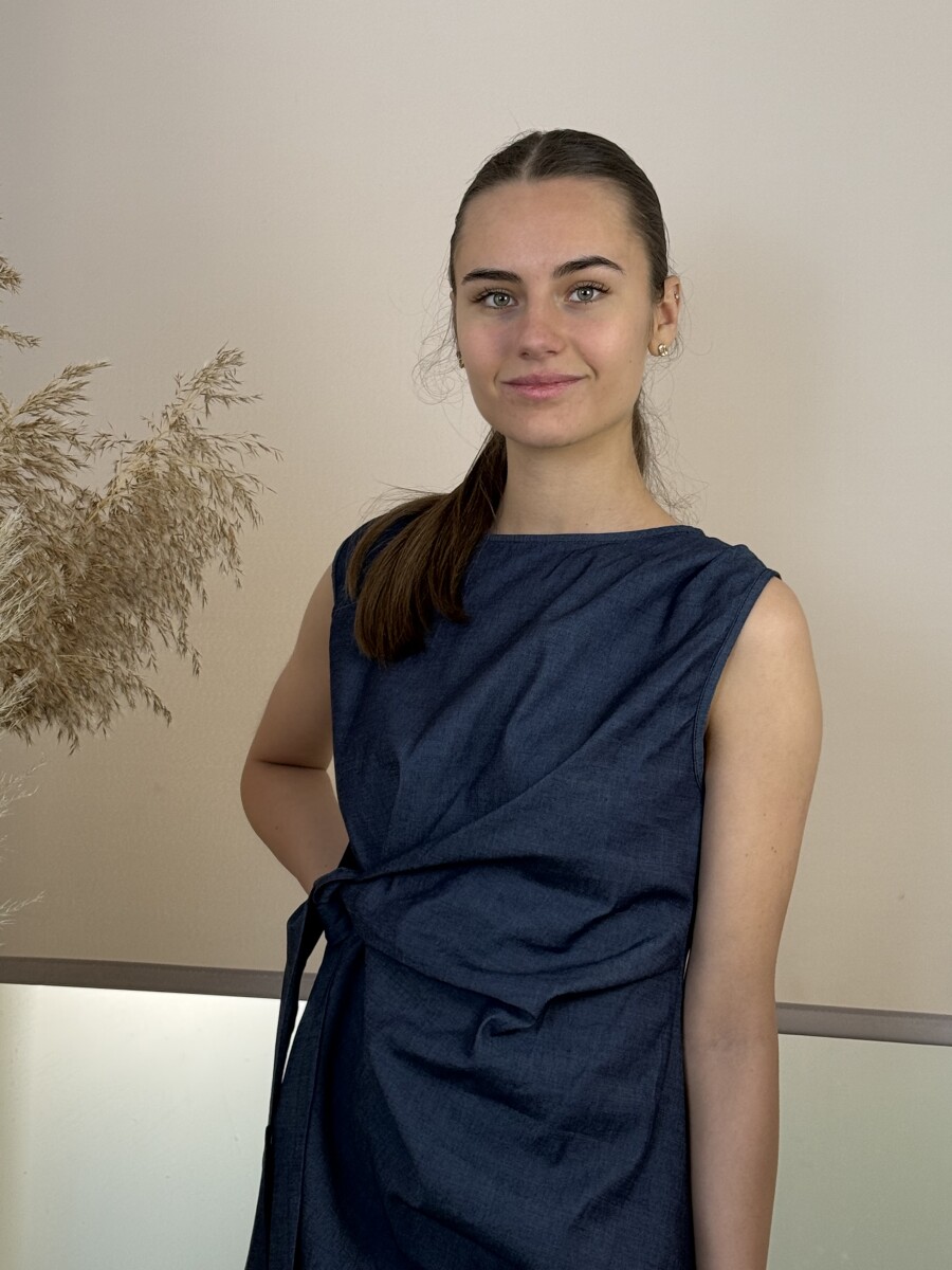 Átkötős farmer ruha - farmerkék - Kép 7