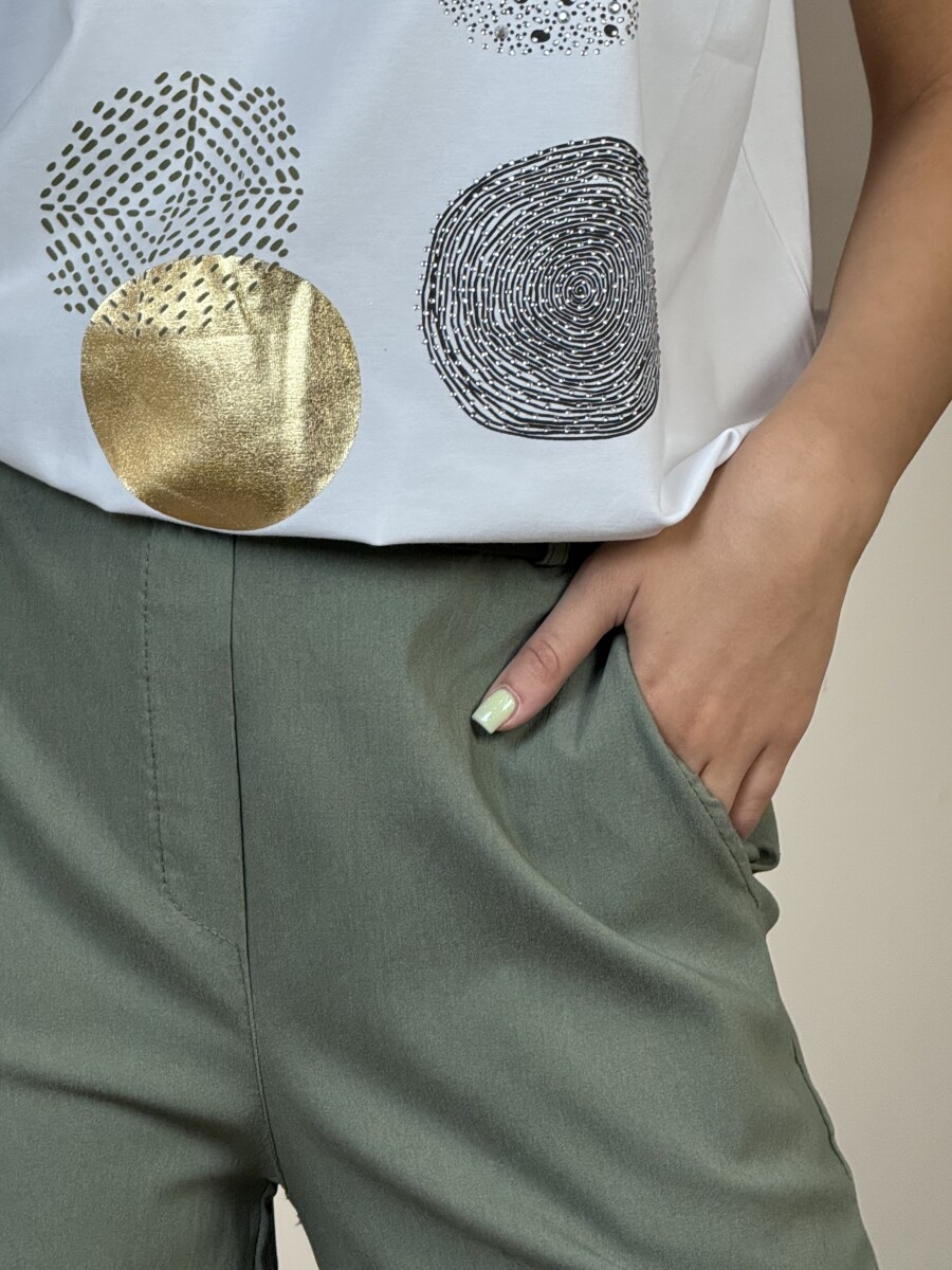 Bőszárú nadrág övvel - khaki - Kép 9