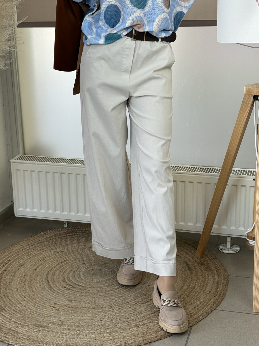 Bőszáru nadrág övvel - bézs - Kép 10