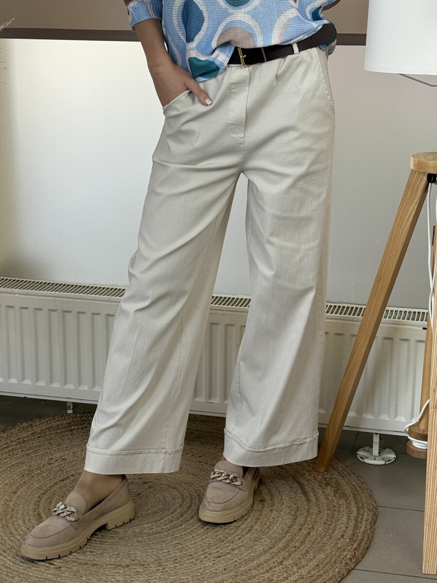 Bőszáru nadrág övvel - bézs - Kép 17