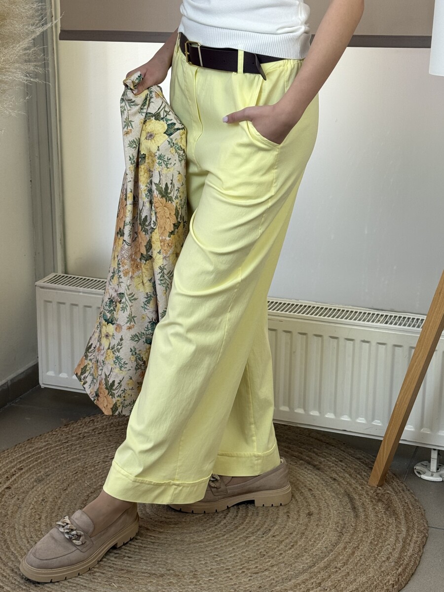 Bőszárú nadrág övvel - sárga - Kép 3