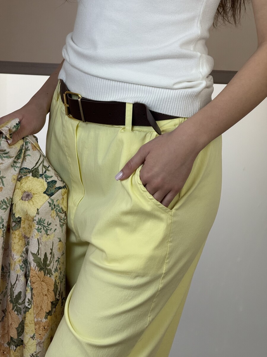 Bőszárú nadrág övvel - sárga - Kép 6