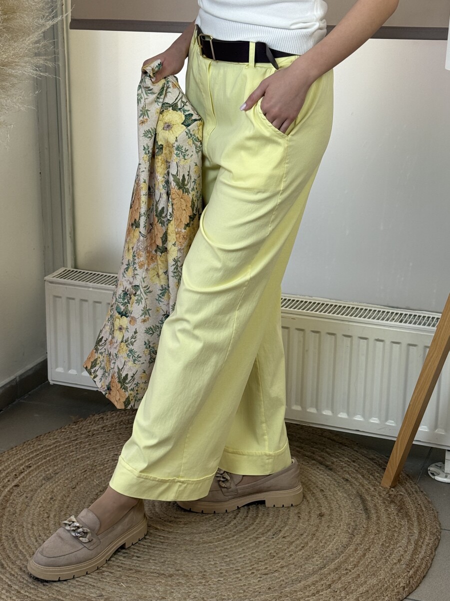 Bőszárú nadrág övvel - sárga - Kép 19