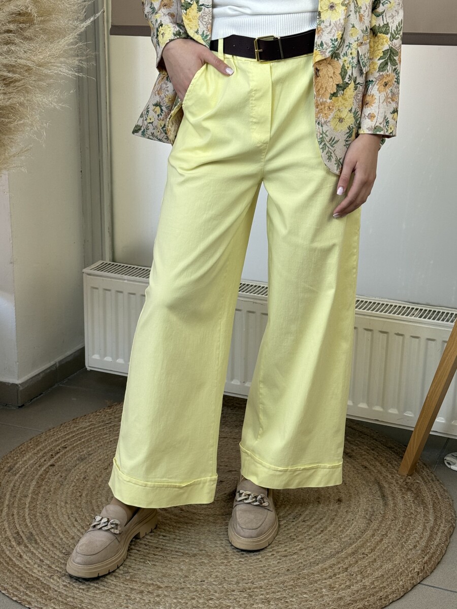 Bőszárú nadrág övvel - sárga - Kép 4