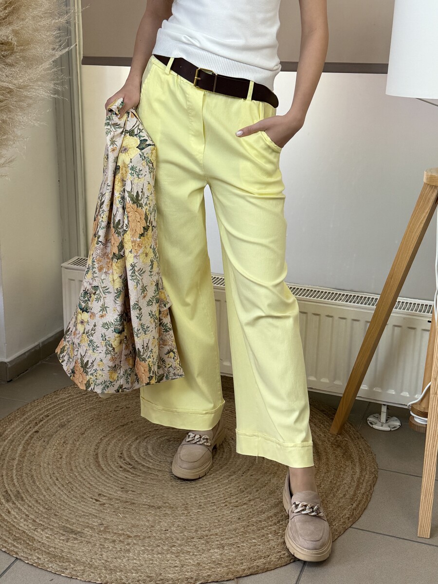 Bőszárú nadrág övvel - sárga - Kép 10