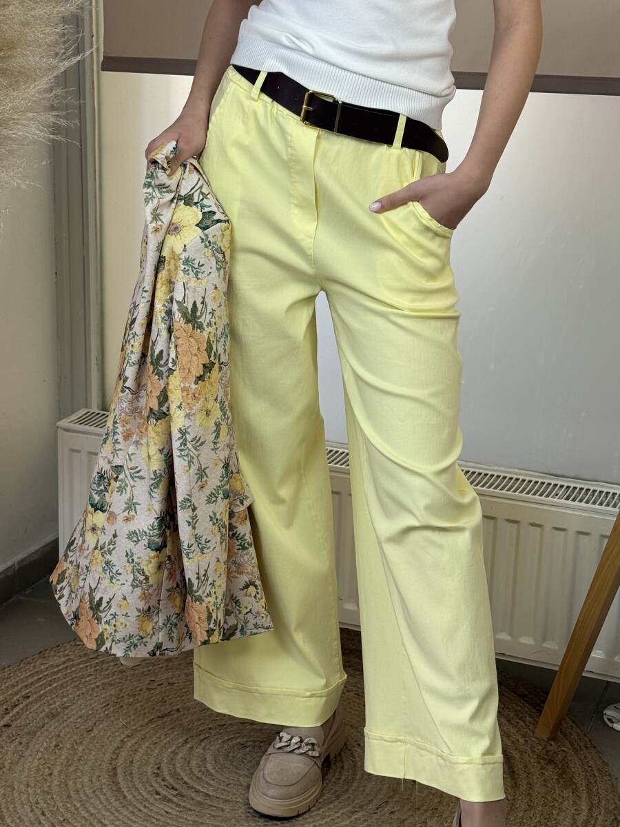 Bőszárú nadrág övvel - sárga - Kép 12