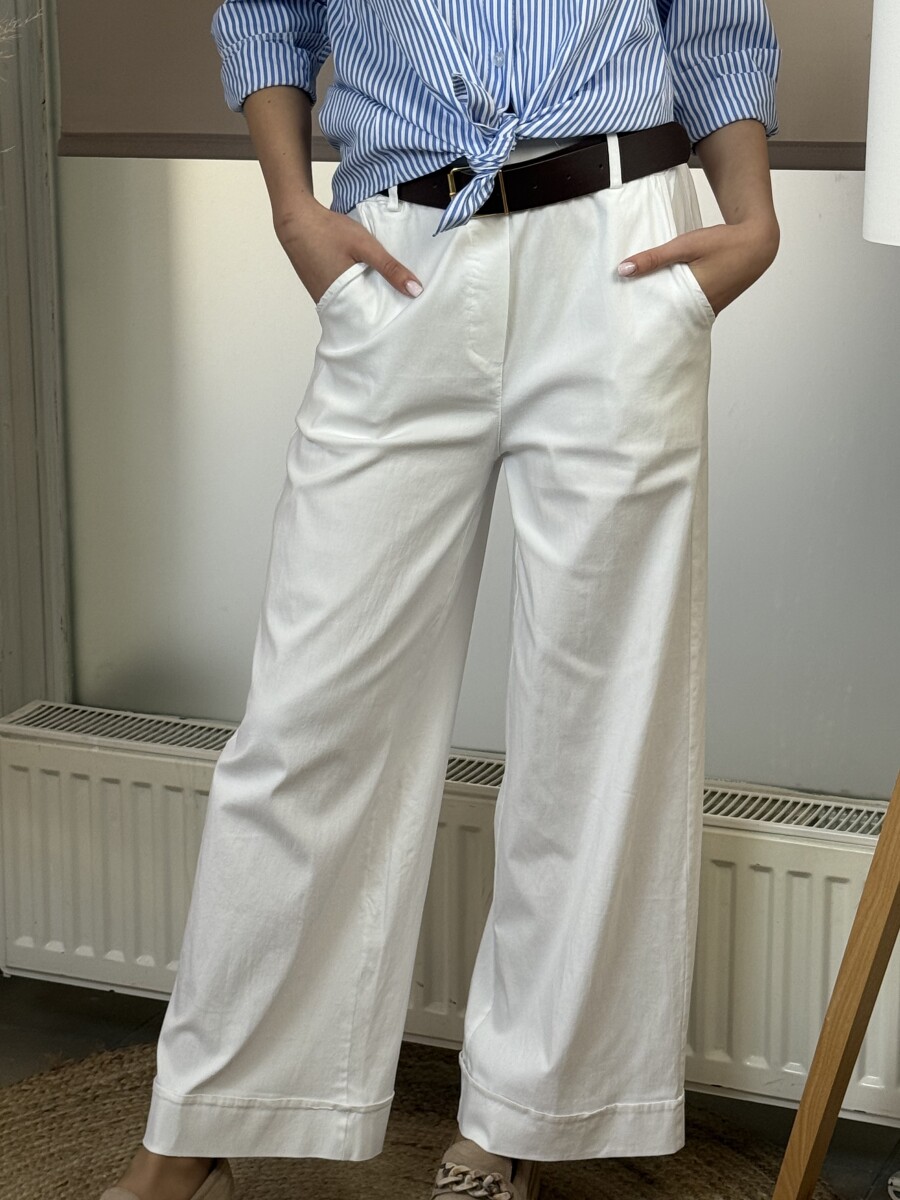 Bőszáru nadrág övvel - fehér - Kép 16