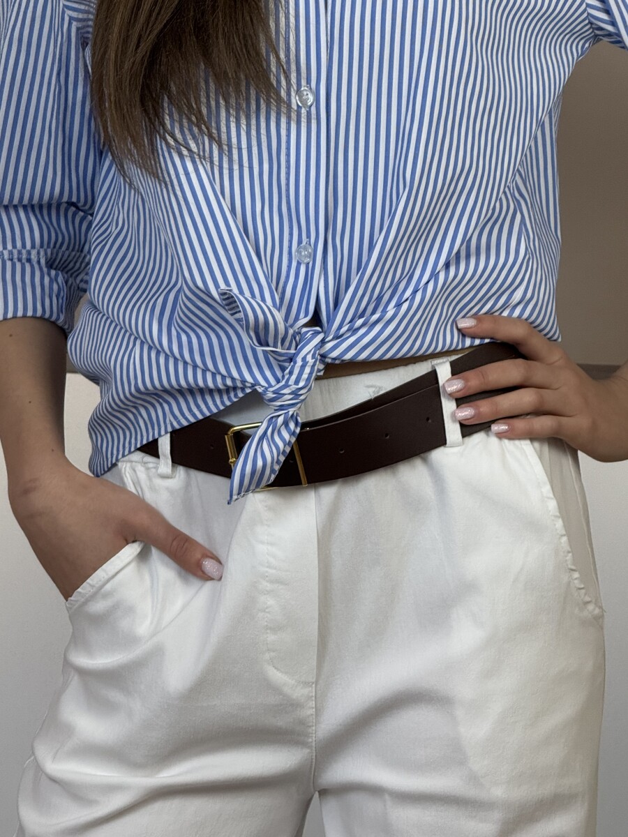 Bőszáru nadrág övvel - fehér - Kép 15