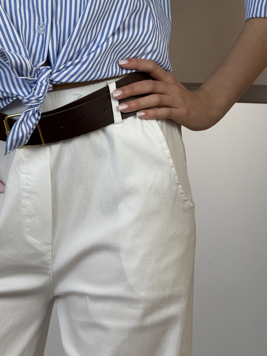 Bőszáru nadrág övvel - fehér - Kép 11