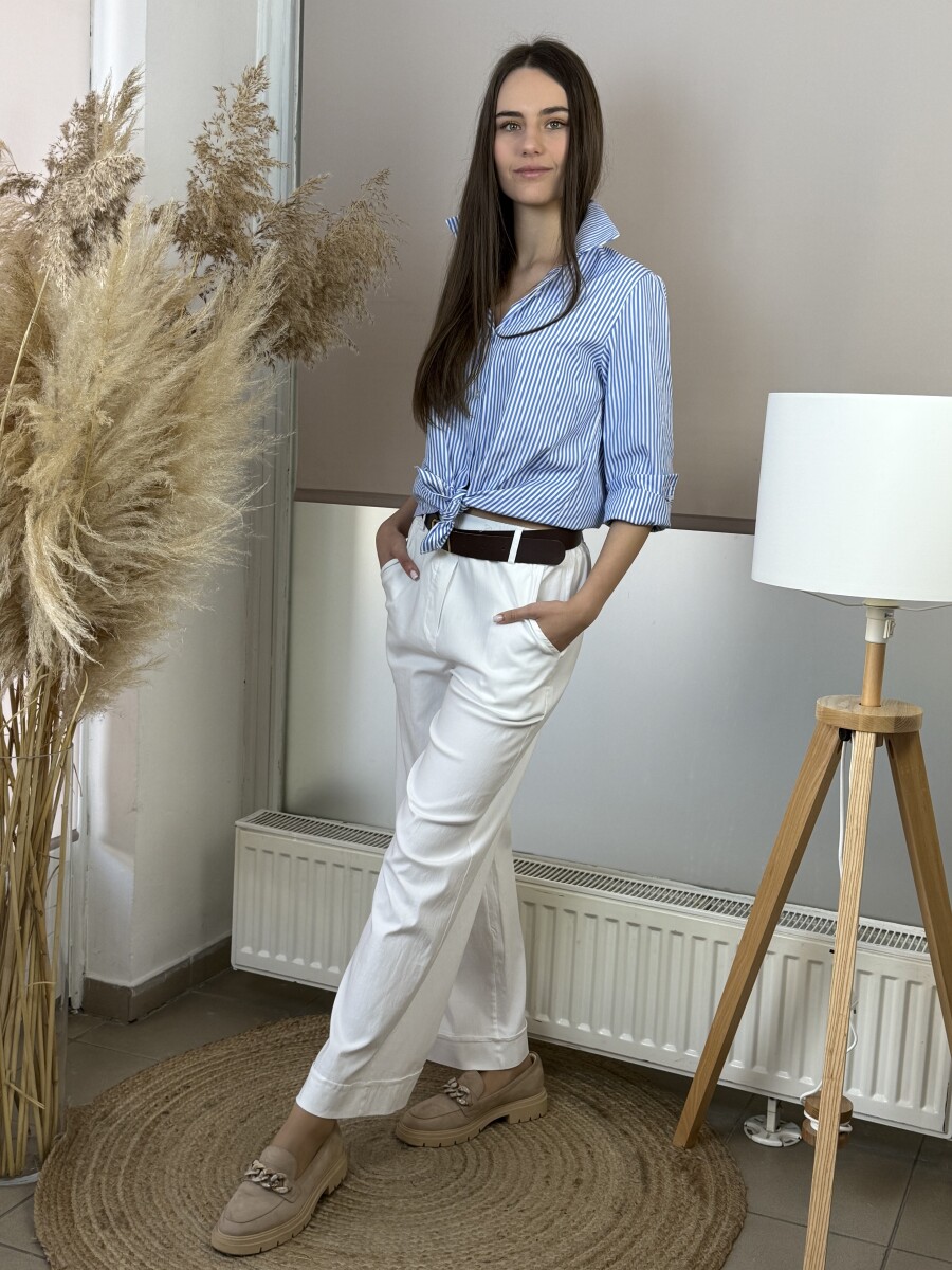 Bőszáru nadrág övvel - fehér - Kép 12