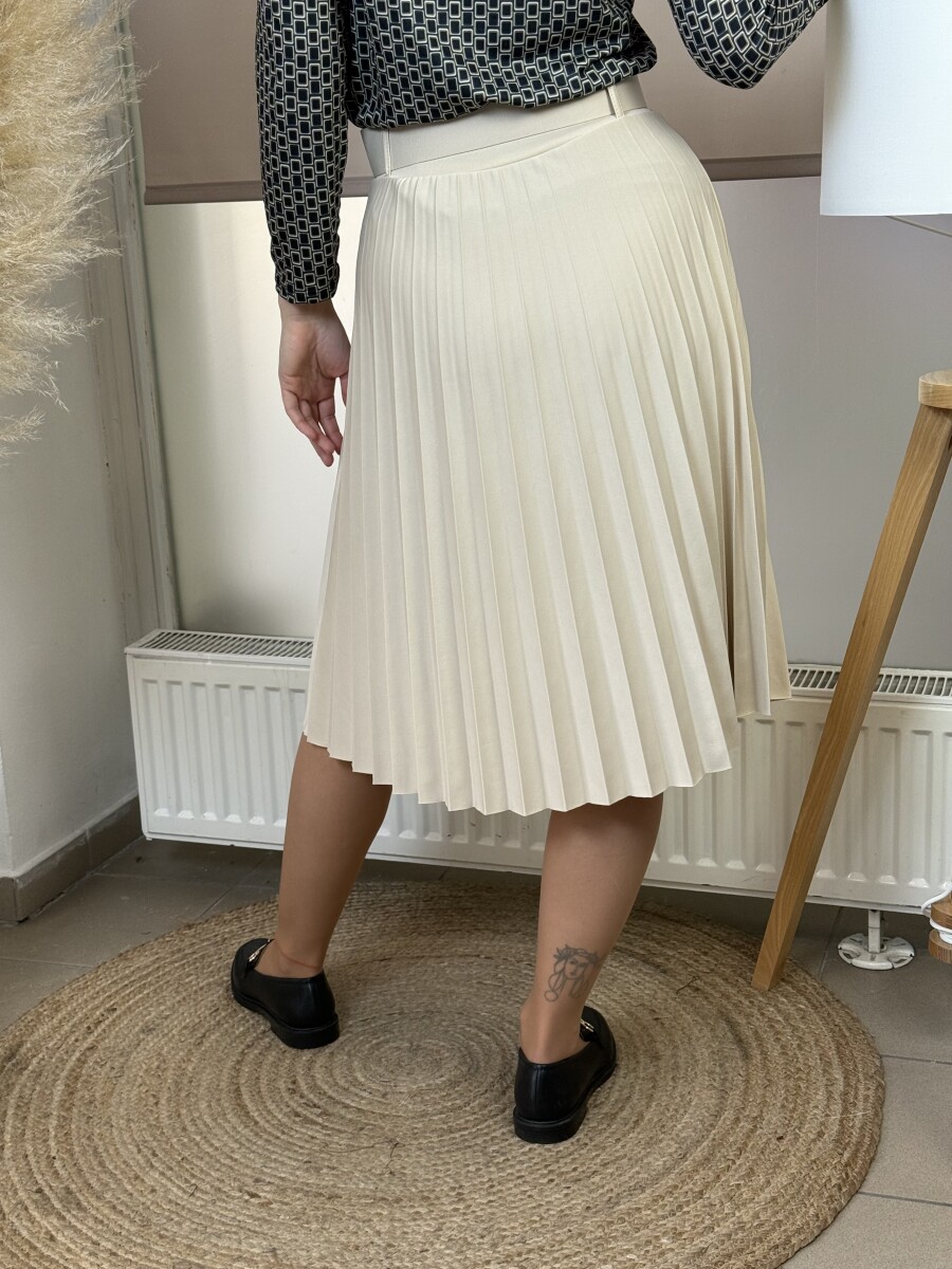 Plisszírozott szoknya övvel - bézs - Kép 12