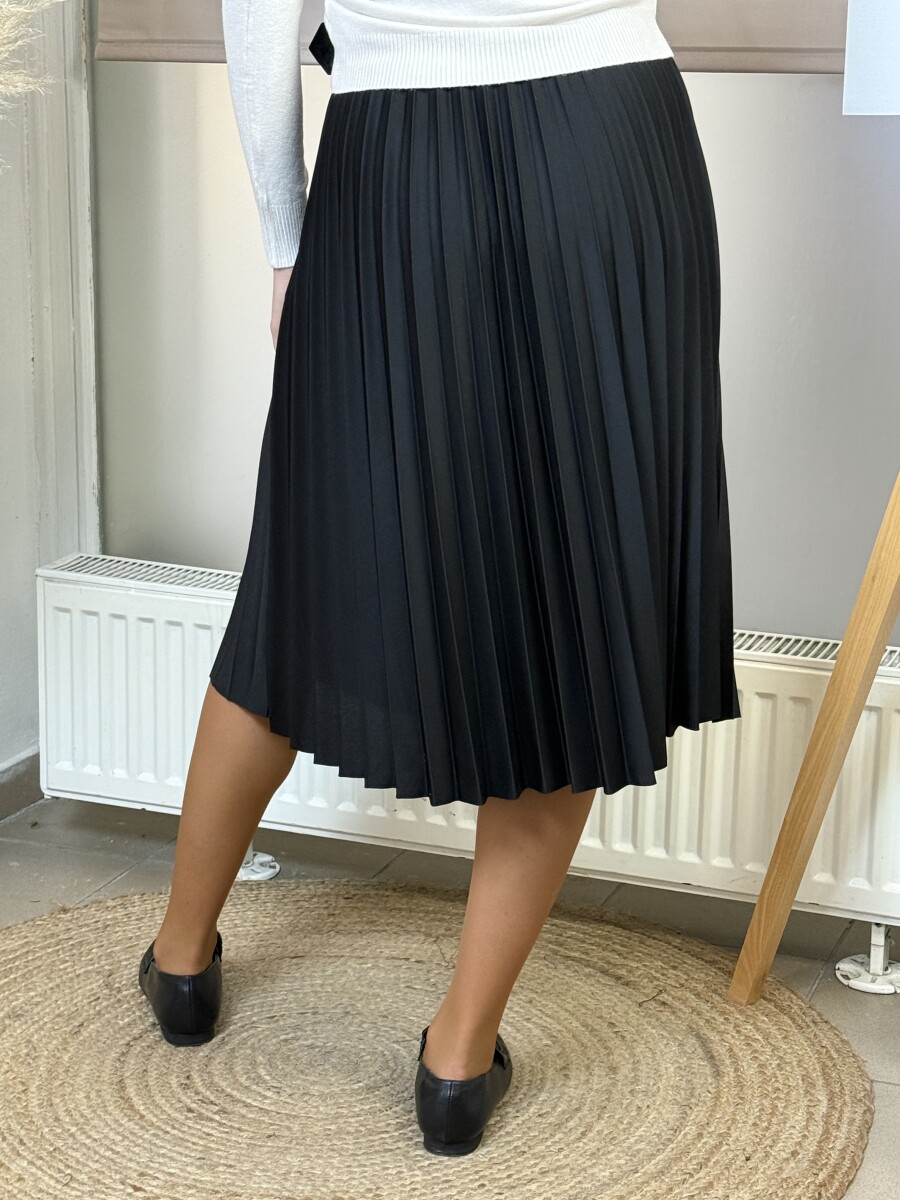 Plisszírozott szoknya övvel - fekete - Kép 17