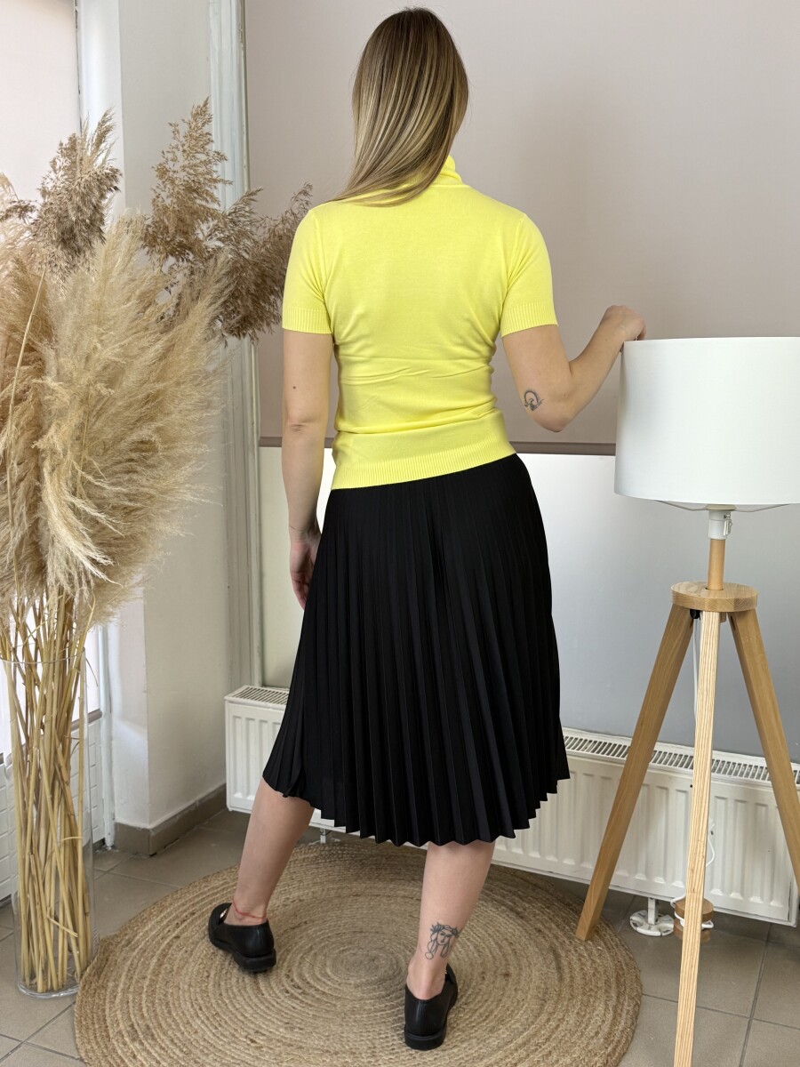 Plisszírozott szoknya övvel - fekete - Kép 5