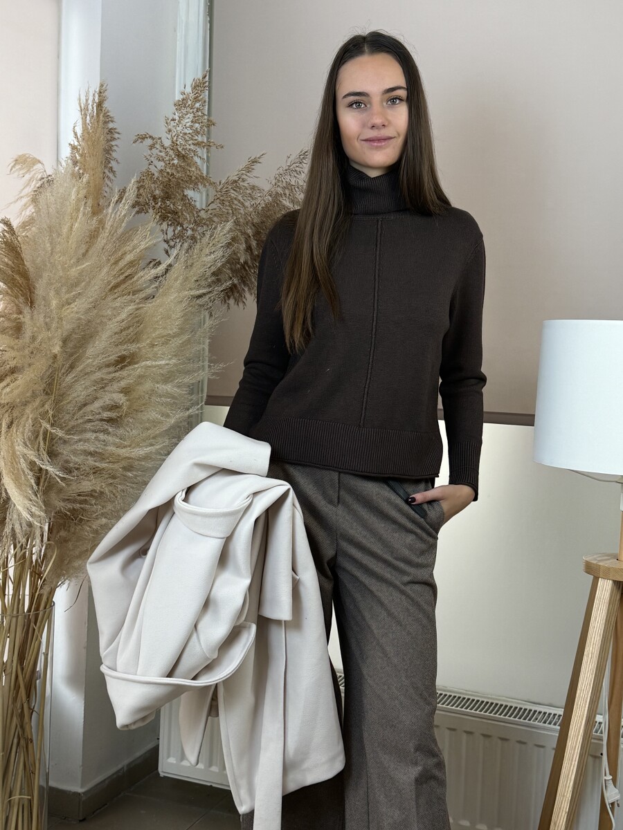 Vastag kötött garbó - barna - Kép 11